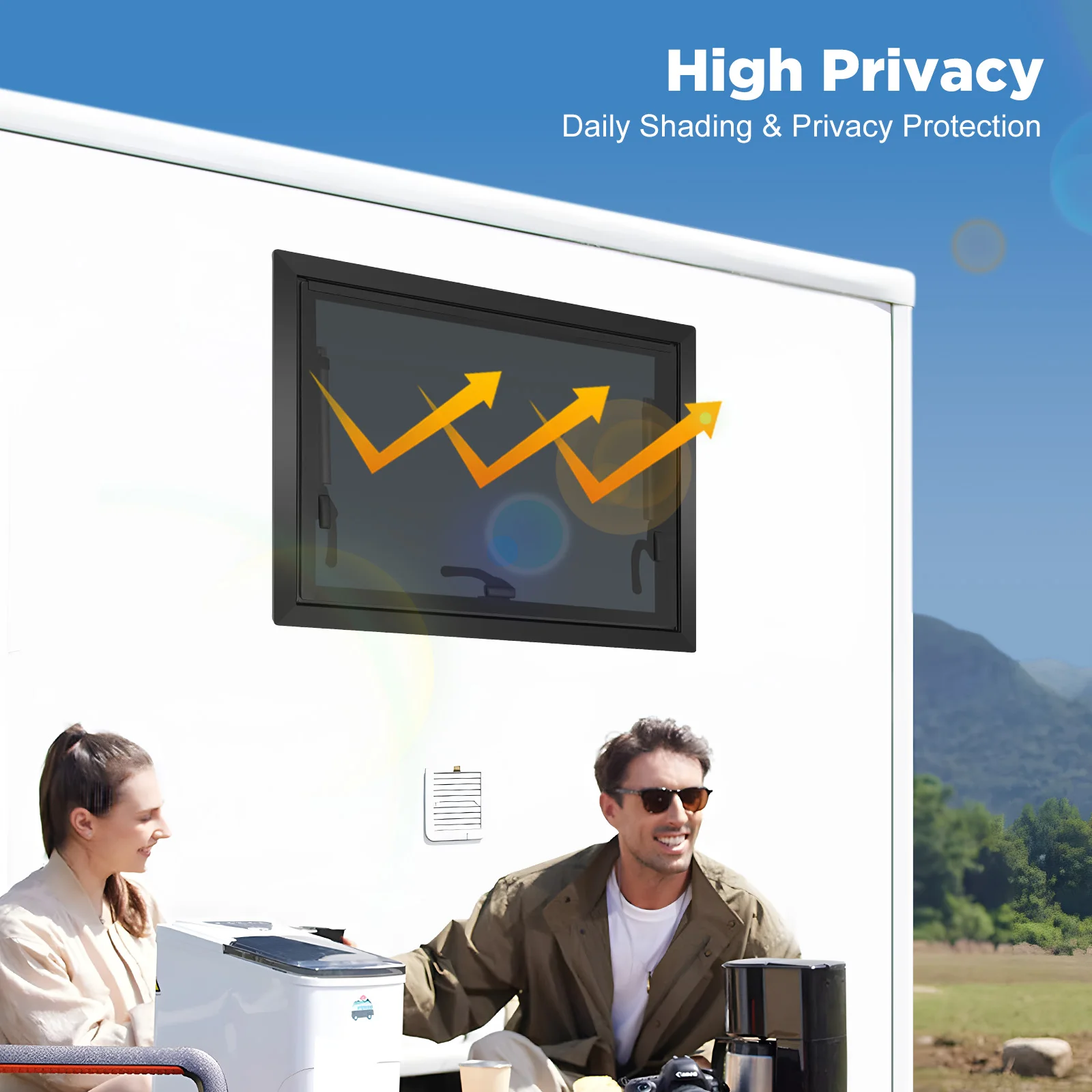 نافذة خارجية RV مع نافذة شاشة مضادة للبعوض، نافذة تخييم قافلة 600 × 450 مم، 65 ° درجة الافتتاح #3