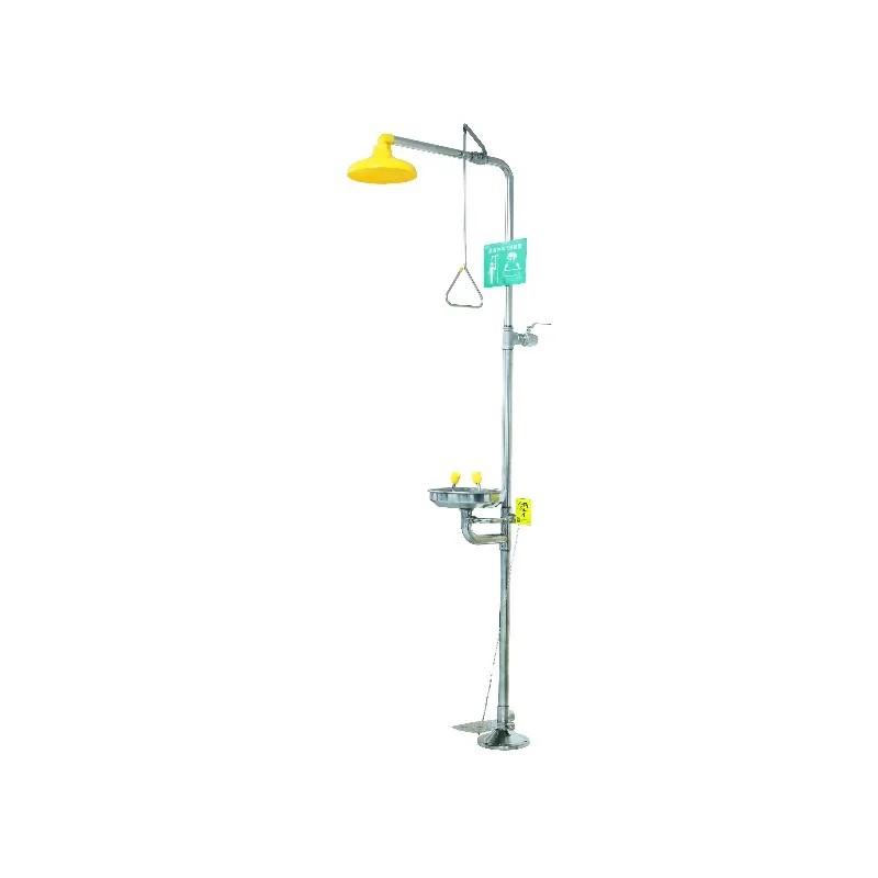 steel emergency eye wash station with inlet ball valve | For immediate use in industrial and laboratory environments