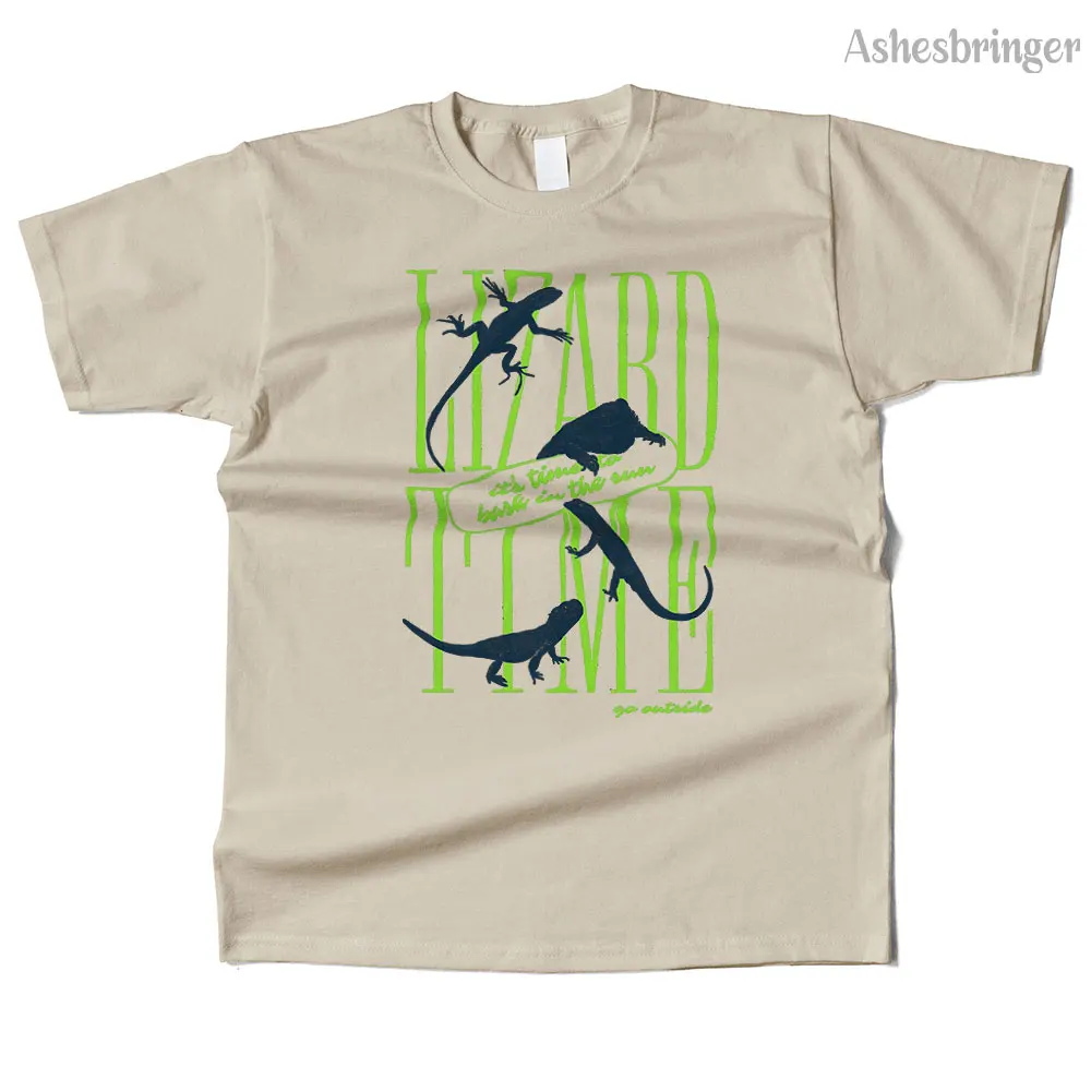 Mens Cotton Lizard Time Graphic High Quality T Shirt Street Casual Style Tee for Men and Women