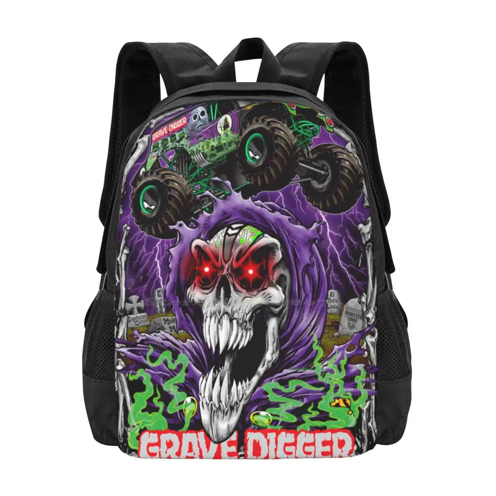 Monster Jam Grave Digger Monster Truck Fans Art Gift Hot Sale Schoolbag Backpack Fashion Bags Grave Digger Boys Monster Jams