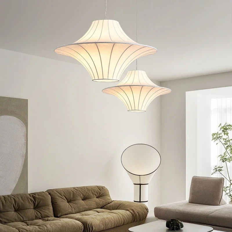 Nordic Creative Silk LED Pendant Chandelier Living Room Restaurant Bar Bedroom Study Hanging Lamps Art Lighting Fixtures Decor