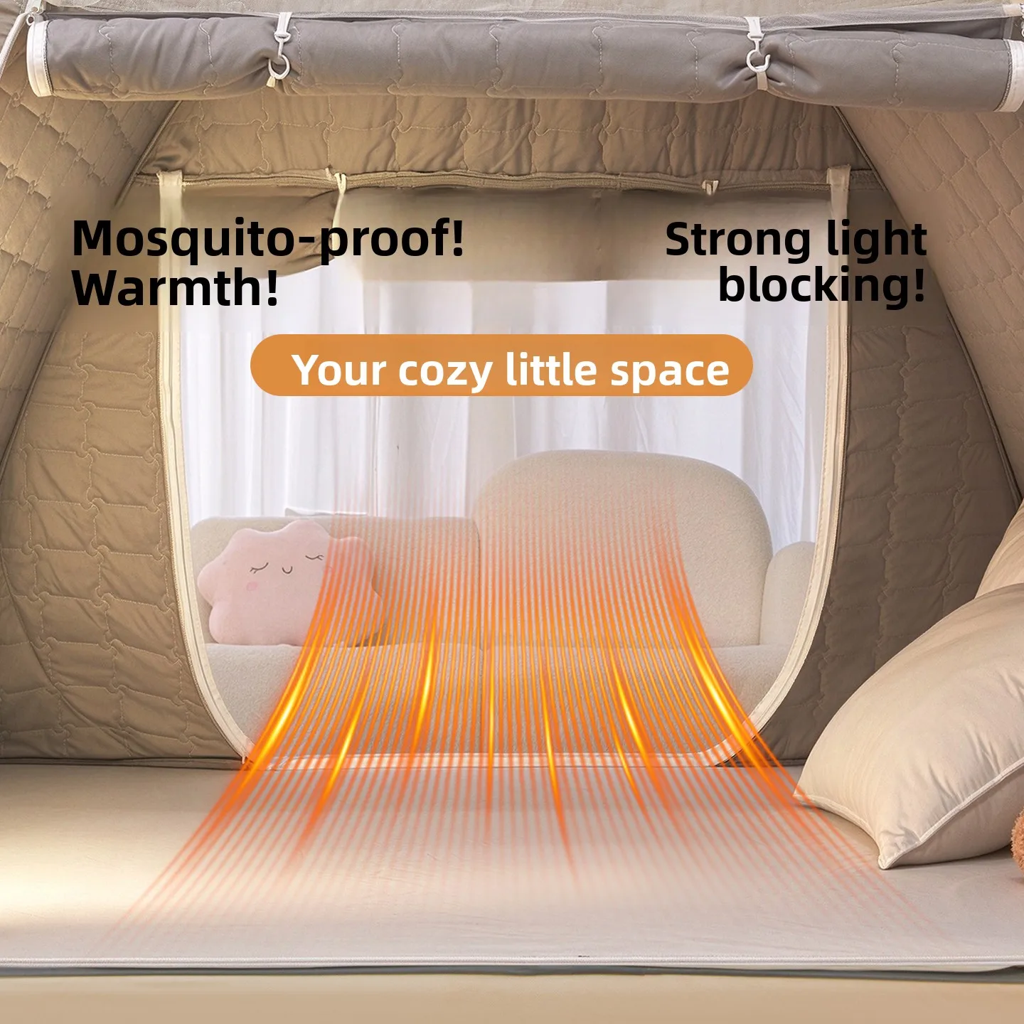 Indoor Mongolian Tent Mosquito Net Warmth Prevention Unassembled Bedding Hotel Privacy Light Blocking Cold Proof