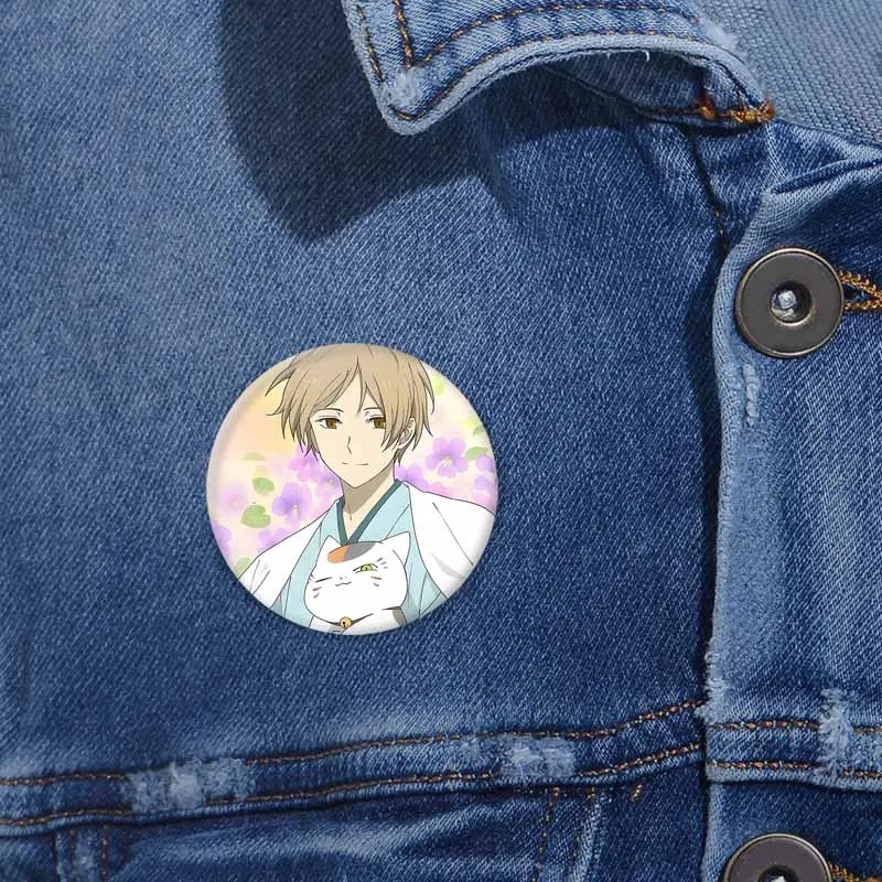 Japanese New Anime Enamel Natsume's Book of Friends Brooch Pins for Women Cartoon Round Lapel Pin Badge on Backpack Accessories