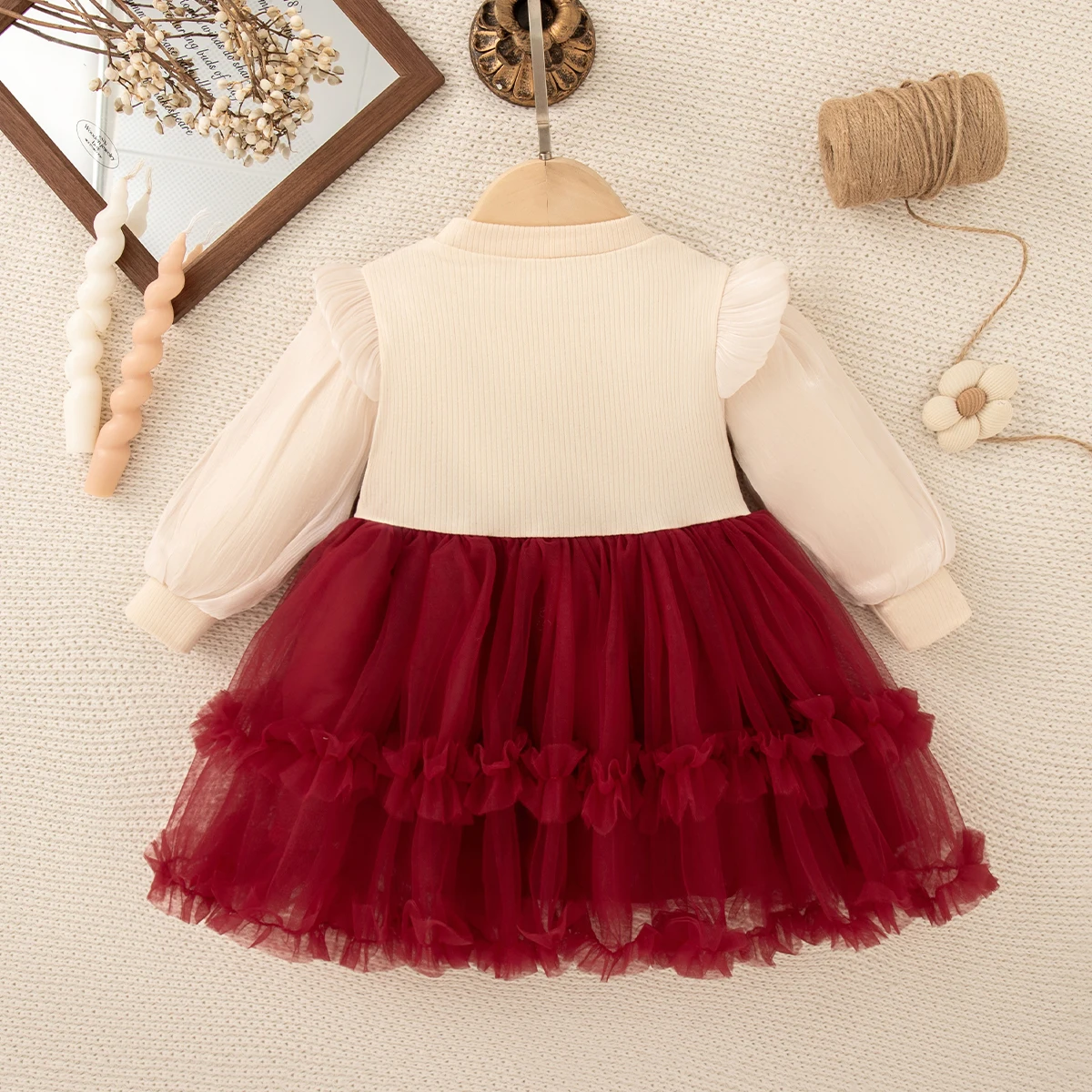 Baby-Mädchen-Kleid für Frühling und Herbst, Baumwolle, mit Schleife, durchsichtig, langärmelig, Mädchenkleider, Cartoon-Motiv, niedliches Prinzessinnenkleid, Babykleidung – Detail 6