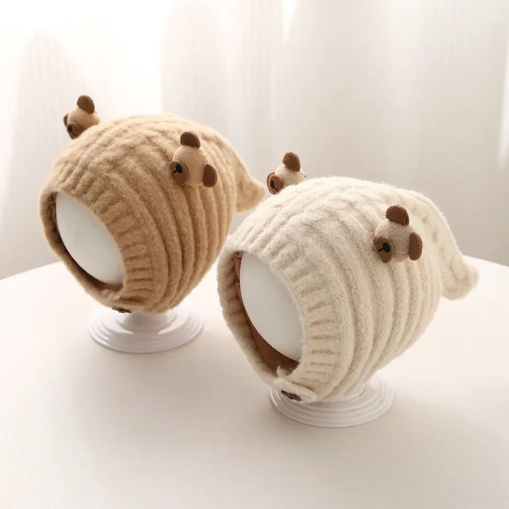 

Милая теплая детская вязаная шапка, шерстяная мягкая детская пуловерная шапка, защита ушей, утолщенные наушники, ветрозащитная шапка