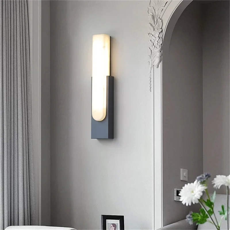 SEAN Nordic Wall Lamp Modern Creative Fixtures Rectangle Design Marble LED Indoor Living Room Bedroom Lighting