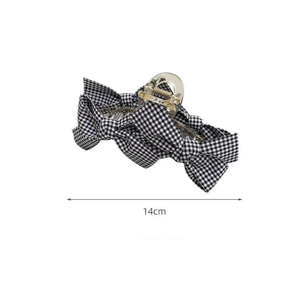 Sweet Fabric Lattice All-match Cloth Korean Style Hair Clip Plastic Grasp Clip Female Hair Accessories Bow Hair Claw