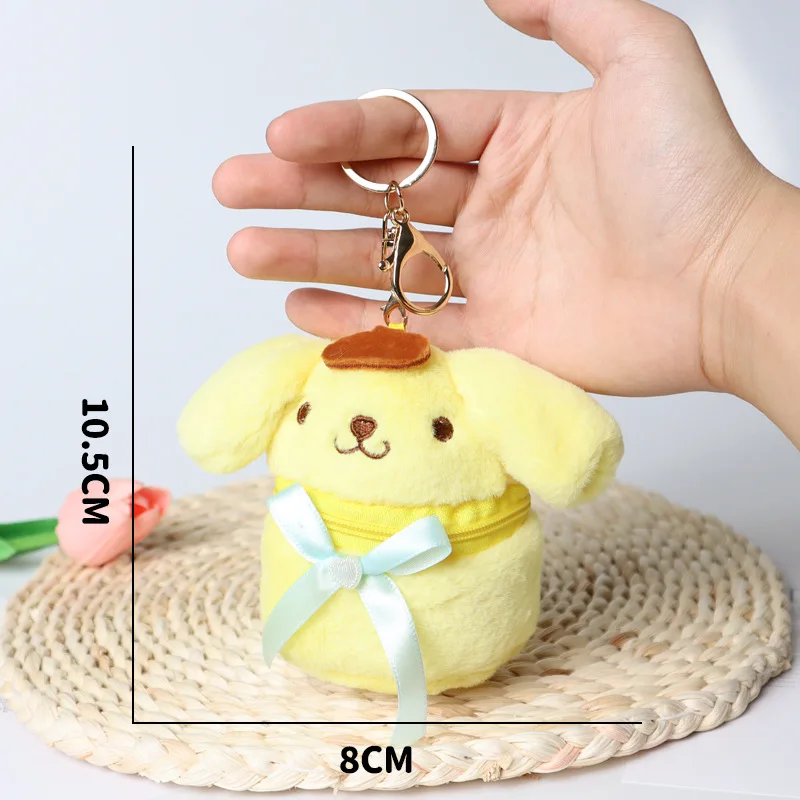 10cm Hello Kitty Cartoon Coin Purse Plush Keychains Cinnamoroll Melody Kuromi Pendant Doll Cute Girl Toy Birthday Gift