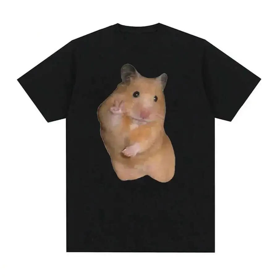 Funny Peace Hamster T-Shirt For Women, Retro Fashion Tops, T-Shirts, Harajuku Aesthetic Clothing 100% Cotton Trendy Y2K