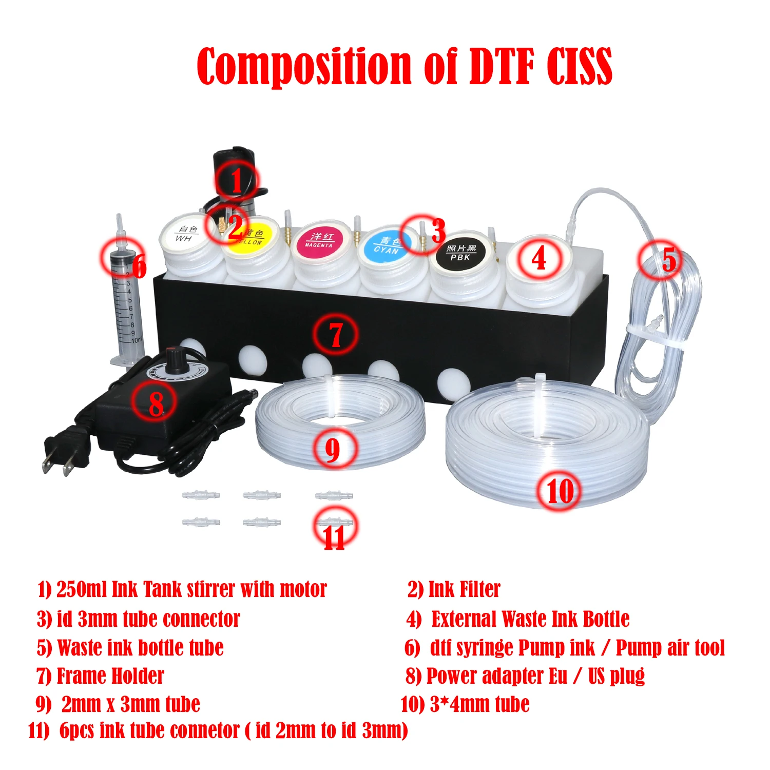 L1800 Dtf sistem tinta, sistem suplai tinta terus menerus L800 L801 L805 L810 L850 Ciss dengan Motor Dtf