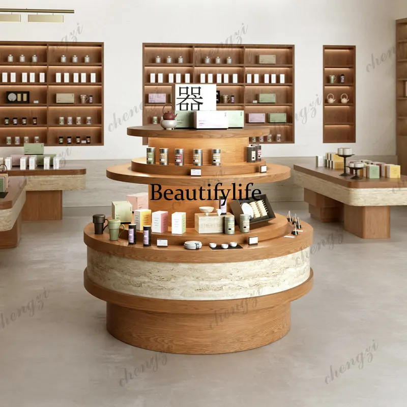 Round multi-storey Nakajima Taihuitai merchandise tea shop display stand tea, display case