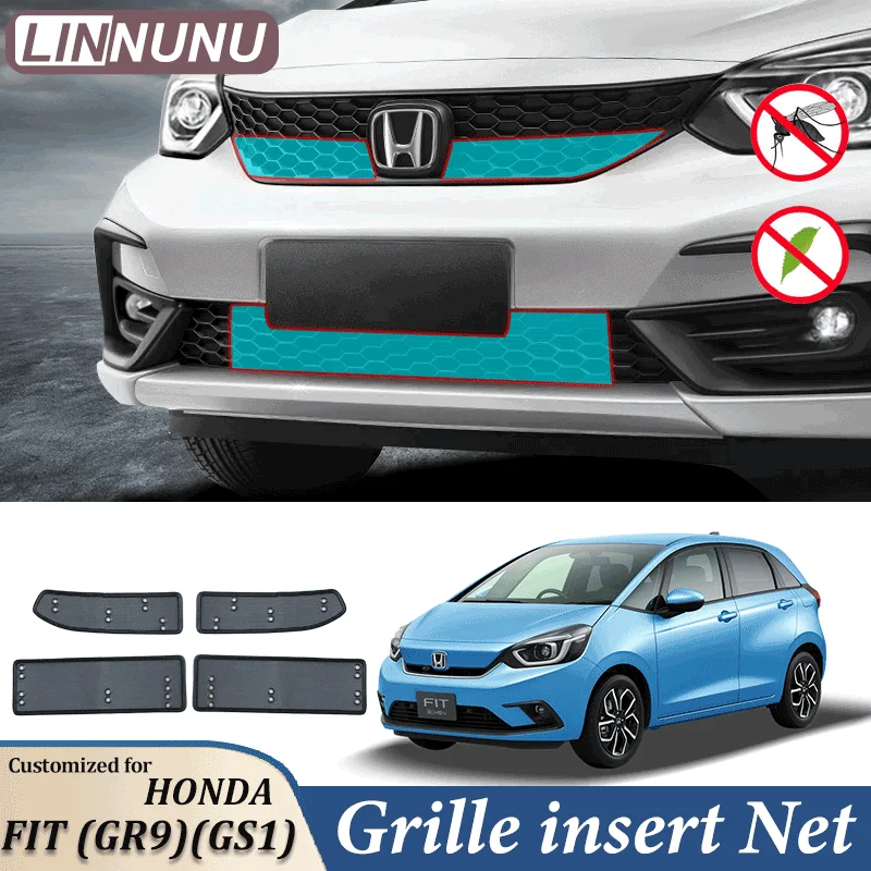 

LINNUNU Stainless Car Front Grille Insert Middle Insect-proof Net Fit for HONDA Fit Jazz GR9 Crosstar GS1 Water tank protection