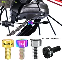 RISK 2PCS M5 x 9mm Titanium Alloy Bolts for Bicycle Front Rear Derailleur Wire Fixing MTB Mountain Road Bike Shift Cable Screws
