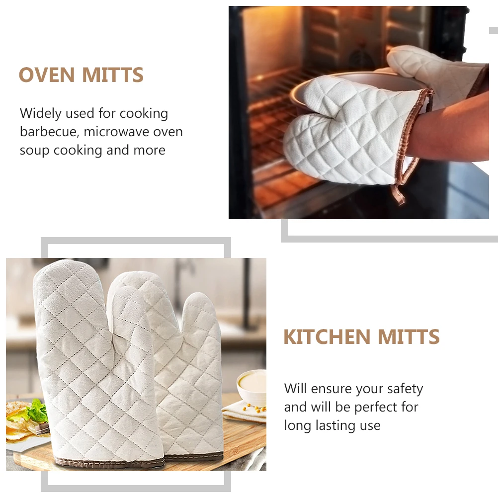 

2Pcs Oven Gloves Heat Resistant Waterproof Anti Steam Scald for Kitchen Cooking Baking Barbecue Microwave Oven Pot Handling
