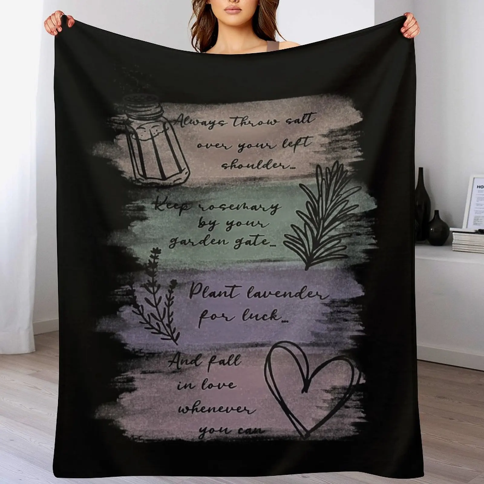 Always Throw Spilled Salt Practical Magic Inspirit Quote Throw Blanket All Season Soft Lightweight Blanket for Home