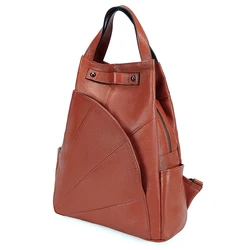 YUECIMIE-Mochila de piel auténtica para mujer, morral escolar de piel auténtica, moradas, de hombro, para adolescentes