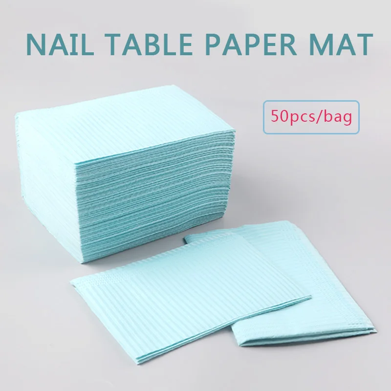 TSZS 50pcs/bag Nail Art Table Mat Disposable Foldable Clean Pad Beauty Nail Care Polish Waterproof Tablecloth Manicure Tool