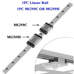 1PC MGN9 9mm Linear Guide 100 150 200 250 300 350 400 450 500 600 800 1000mm linear rail + MGN9H or MGN9C block 3d printer CNC