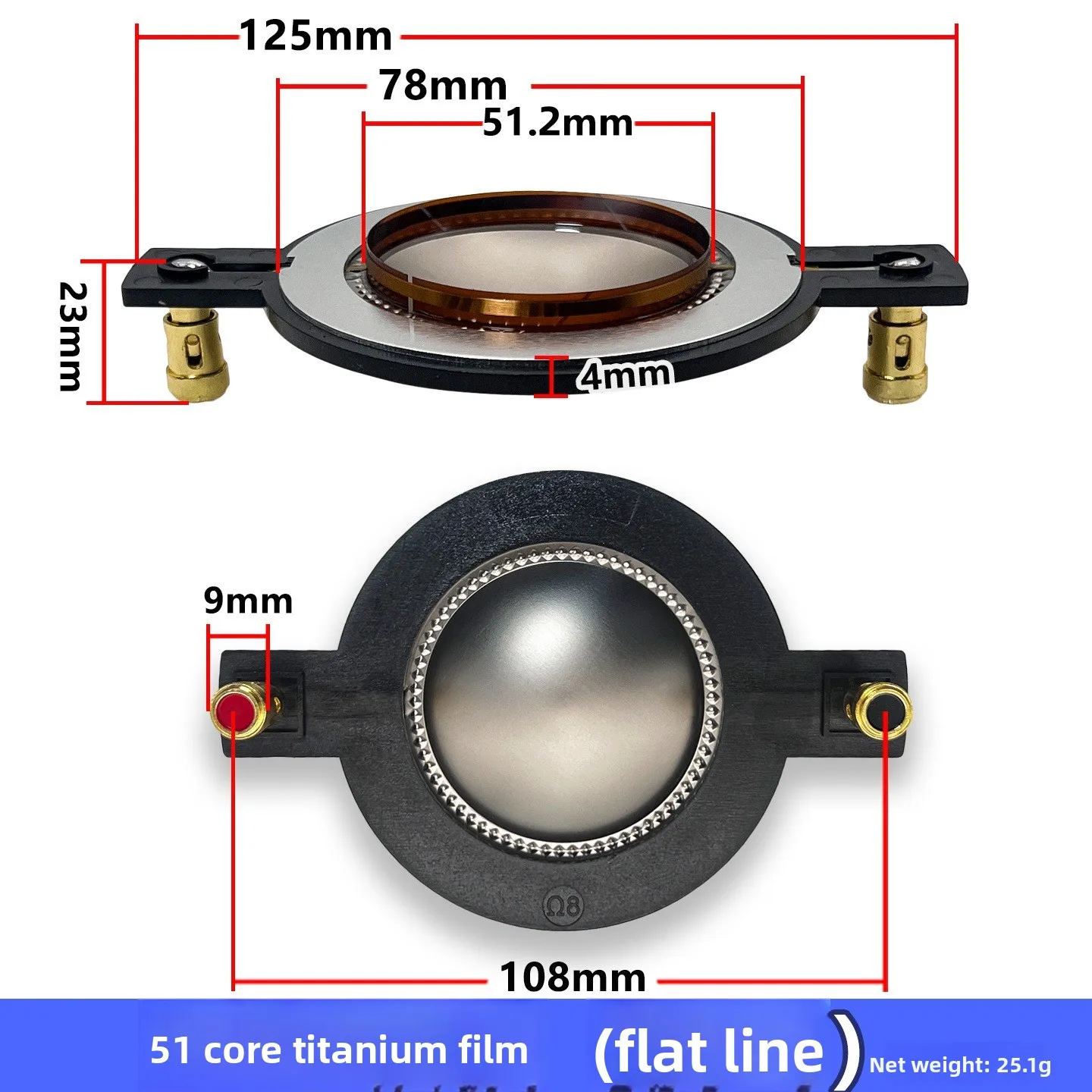 VYOPBC 34.4 44.4 51.2mm Titanium Film Tweeter Spreekspoel voor Luidsprekerreparatie Hoge Kwaliteit Audio Diafragma 10 STUKS/SET
