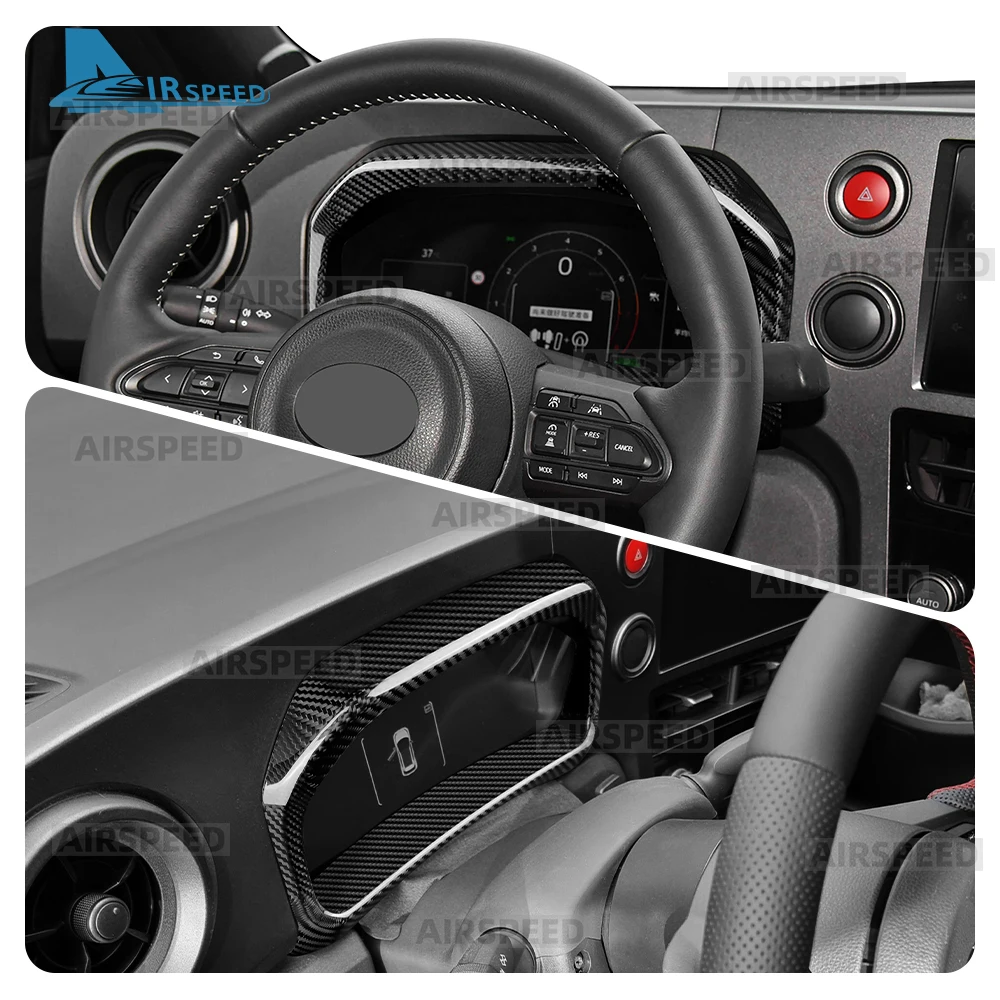 Real Dry Hard Carbon Fiber Sticker for Toyota GR Yaris 2025-2026 LHD Car Dashboard Speedometer Frame Trim Interior Accessories