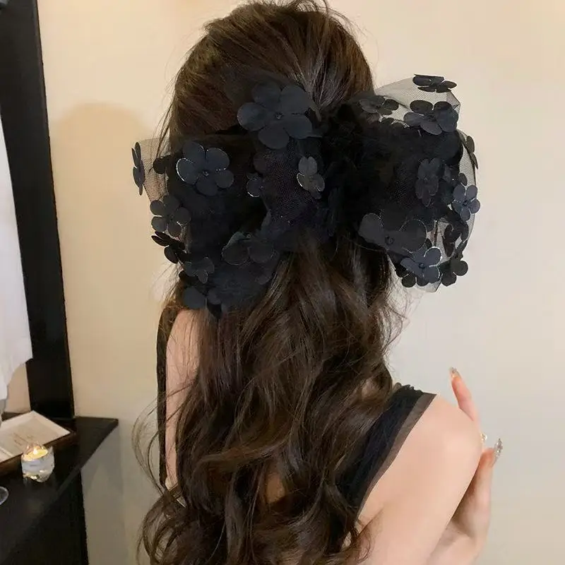 

1 Pc Ladies' Hair Clip Sweet Mesh Lace 3D Big Bow Elegant Cute Headwear Fashionable Gentle Versatile Hair Accessories For Girl