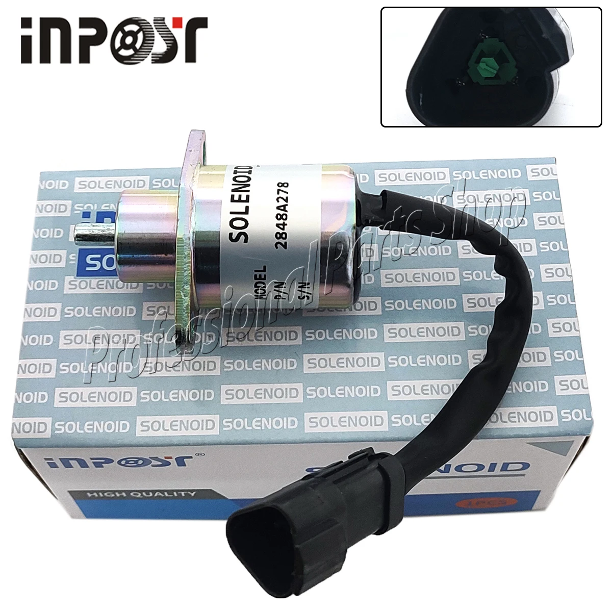 

12V 2848A278 Fuel Shutoff Solenoid 12V For Perkins CAT 246 Skid Steer UB704 Engine