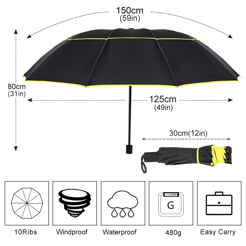 

Fun Parasol Large Family Floding Outdoor 3 Umbrella Sun-proof Top Cloth Parapluie Windproof Rainproof Double Quality Strong Big