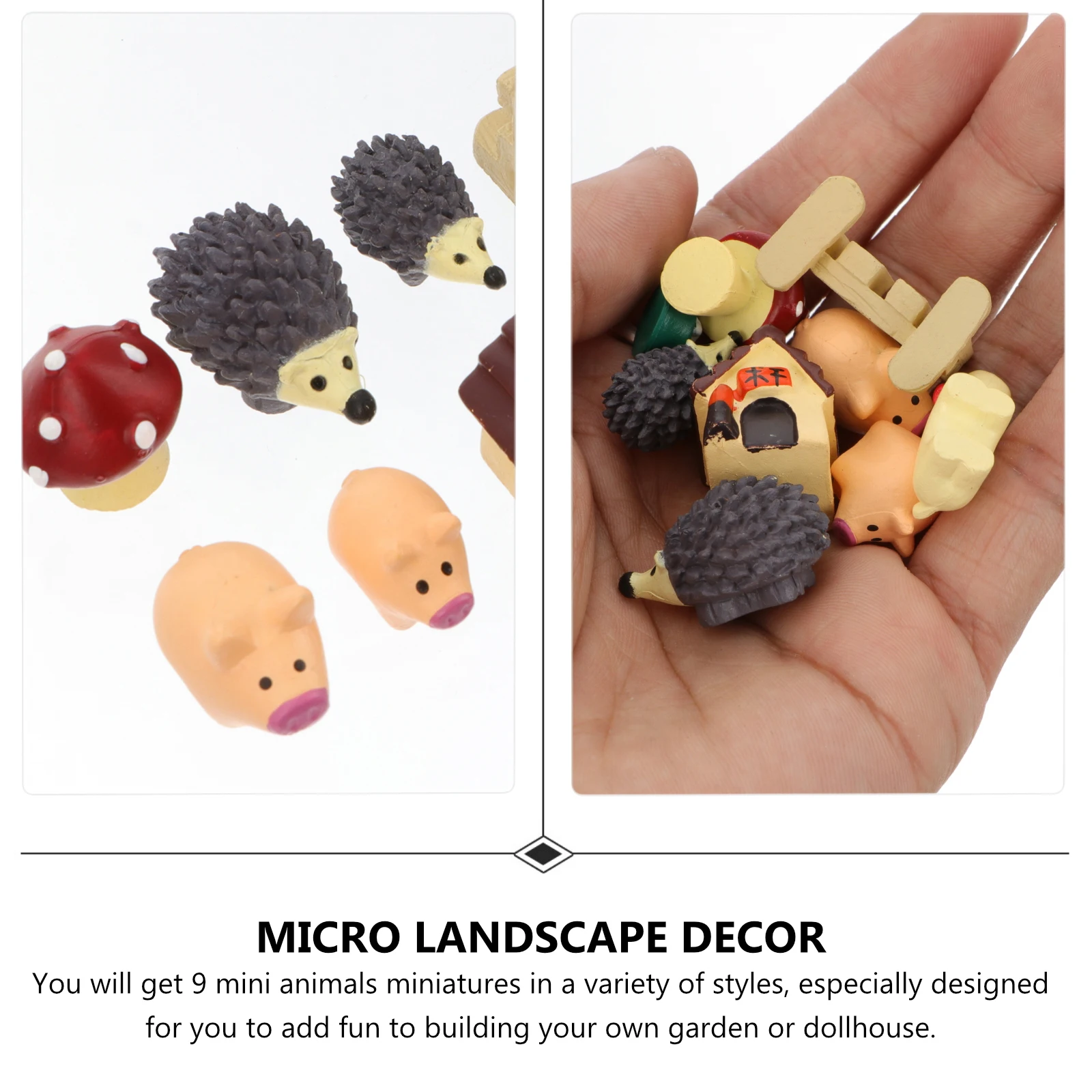 

9 Mini Animal Figurines PVC Micro Landscape Ornaments Garden Decorations Miniature Animals Home Plant Accessories Sculptures