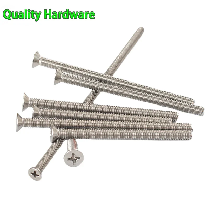 M3 M4 M5 M6 M8 M10 304 Stainless Machinery Steel Lengthened Cross Flat Countersunk Head Screw Bolts Extra Long Screw