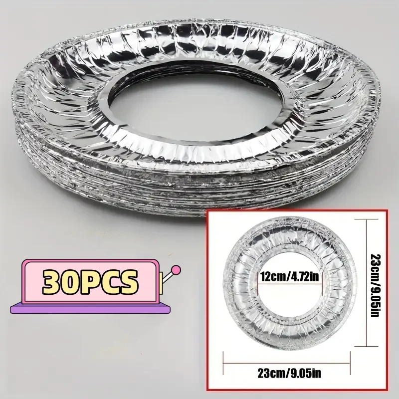 30Pcs Disposable Aluminum Gas Stove Burner Covers Heat Resistant - Thick Kitchen Stove Protection Pads, Perfect for Home Use and Cooking Needs, Stove Top Protectors