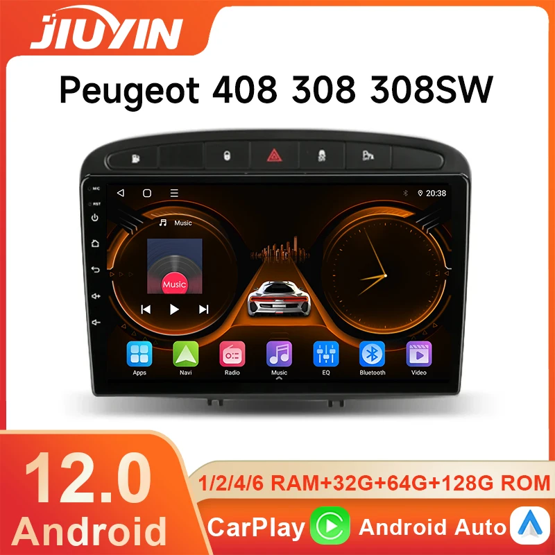 

JIUYIN Android Car Radio for Peugeot RCZ 308 SW 2007-2015 408 2012-2020 2DIN Multimedia Navigation Carplay Auto Head Unit DVD