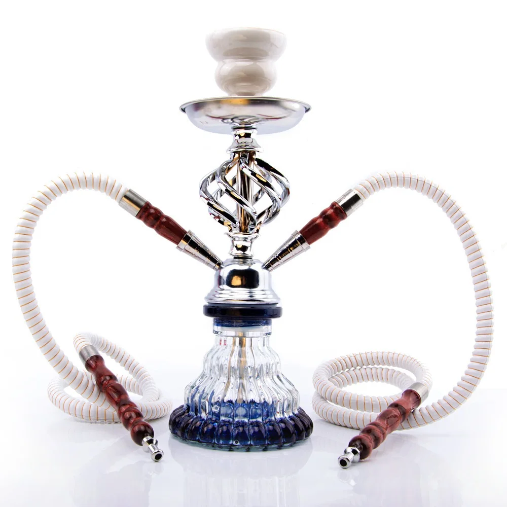 Small double tube twist ball glass hookah set, creative design, portable
