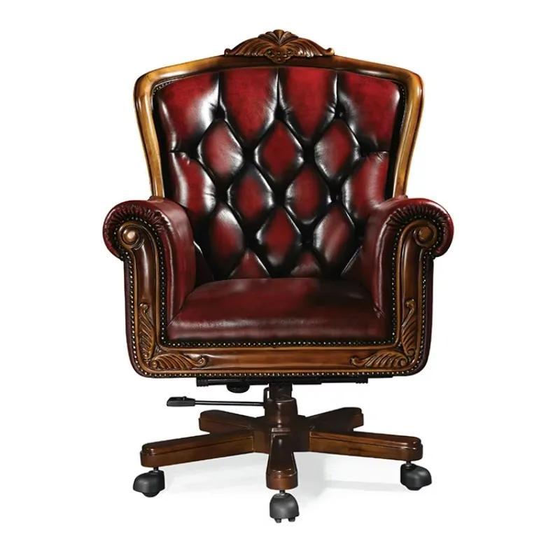 Executive Tufted Wing Back Swivel Leather Chair Vintage home office Living room furniture Synthetic leather