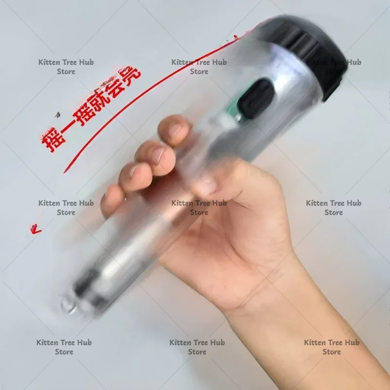 Self-generated transparent emergency fluorescent torch Flashlight hand-cranked charging far-pull flashlight strong magnet