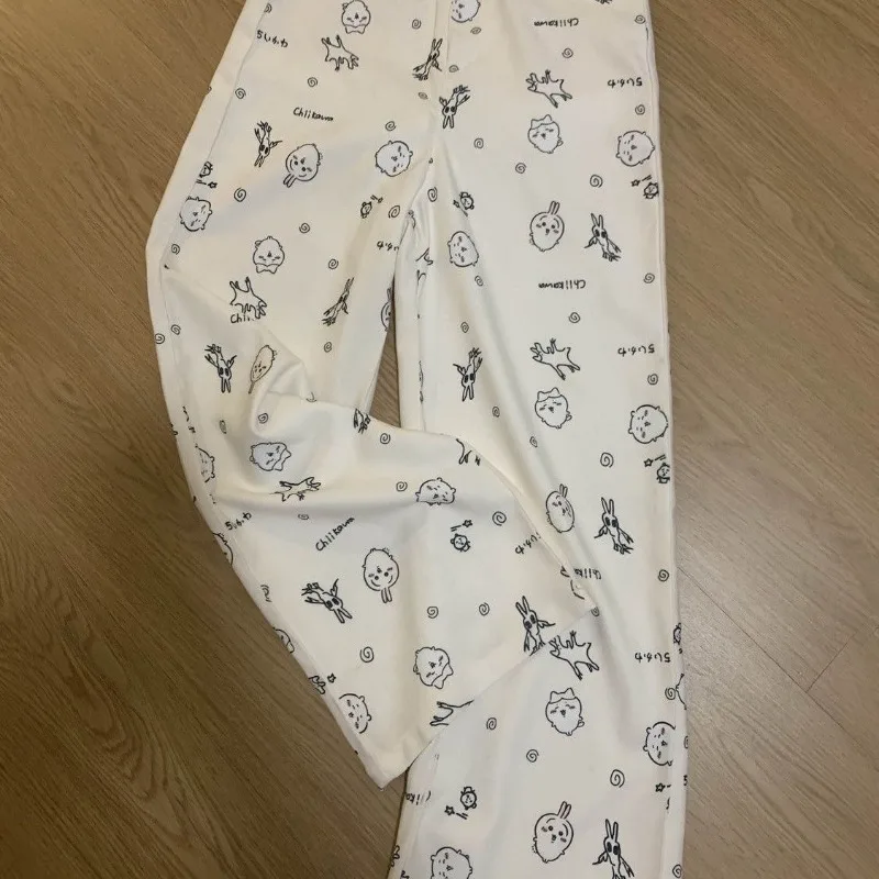 Pantalones rectos de estilo japonés para mujer, calzas holgadas y suaves con estampado de dibujos animados, estilo Kawaii Y2k, Harajuku, 2024