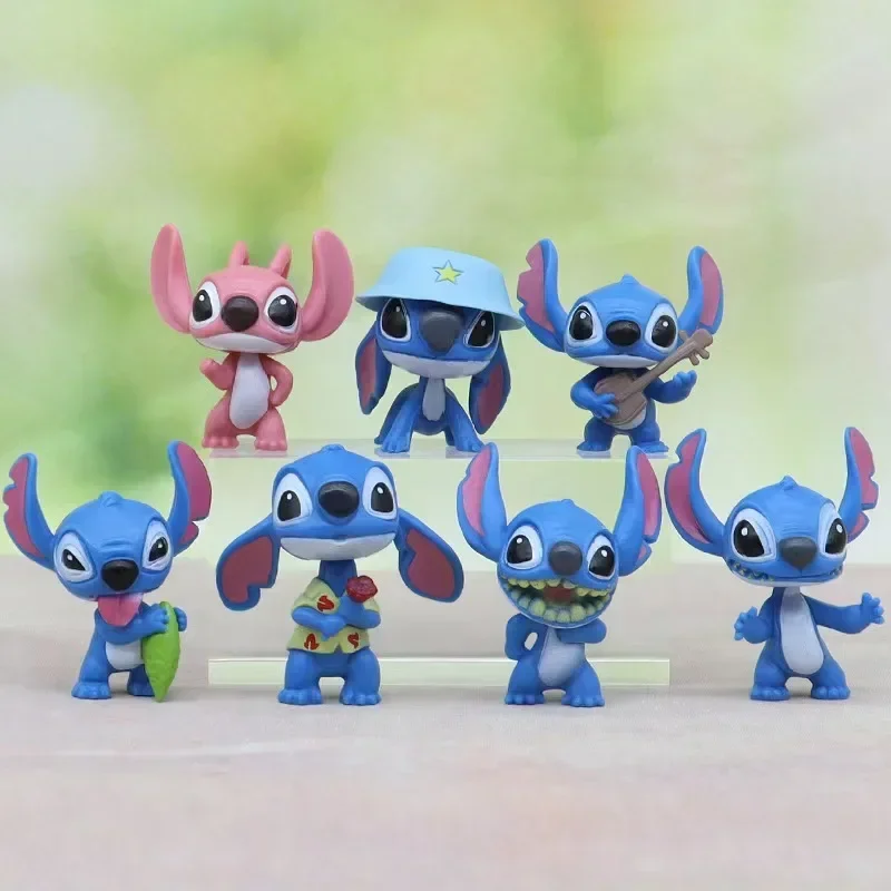 10pcs Anime Figures Stitch Doll Cartoon Stitch Toys Ornaments Micro Landscape Cake Decoration Model Pvc Figure Kid Birthday Gift