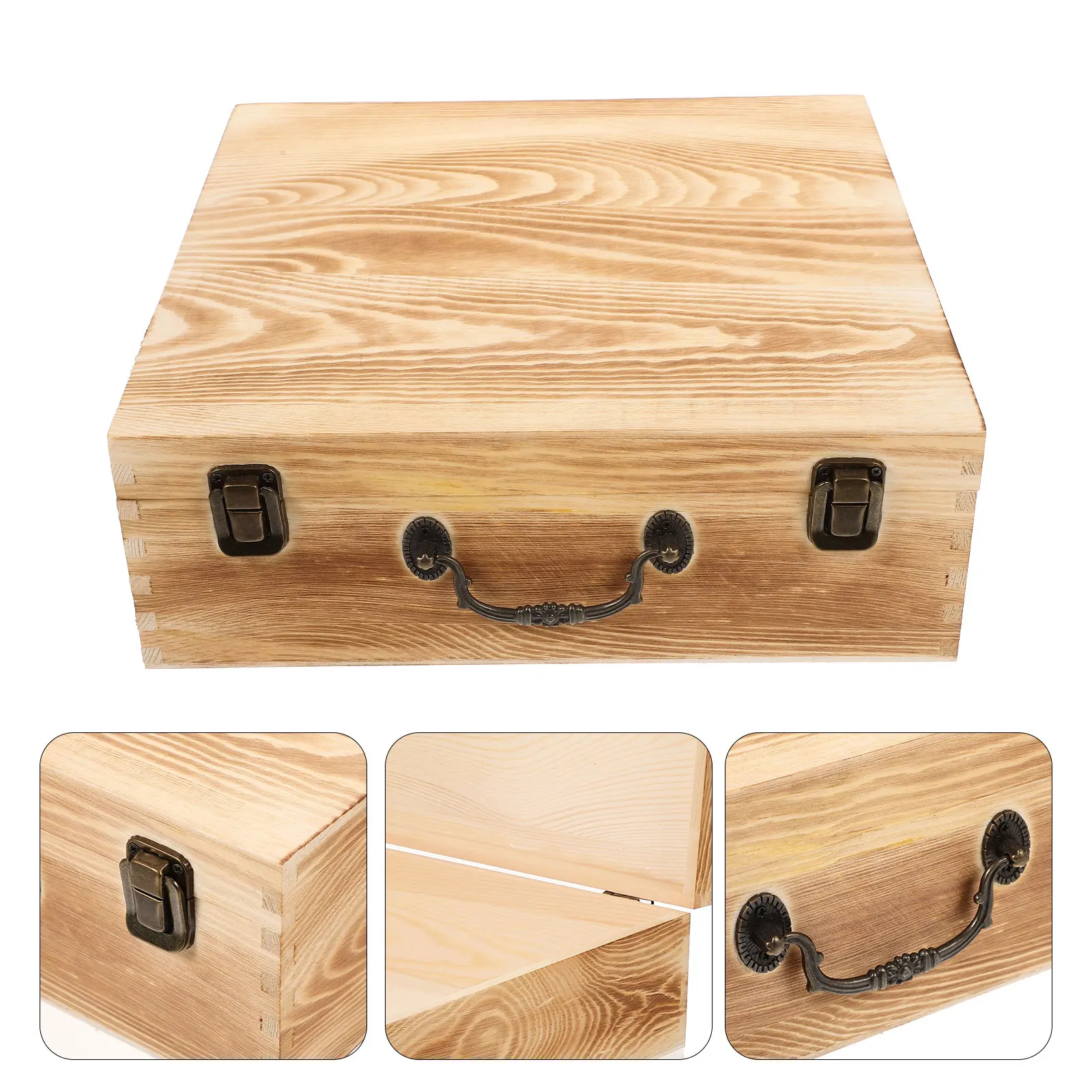 

Retro Wooden Jewelry Box Organizer Storage Treasure Chest Vintage Wood Trinket Container Desktop Earring Ring Bracelet Holder