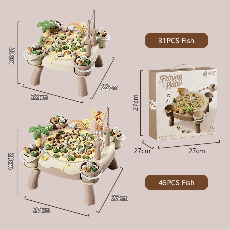 لعبة صيد مغناطيسية للأطفال كهربائية 360 °   تدوير مع الموسيقى الممتعة، لعبة قضيب السمك التعليمية، هدايا للأطفال بعمر 3 سنوات