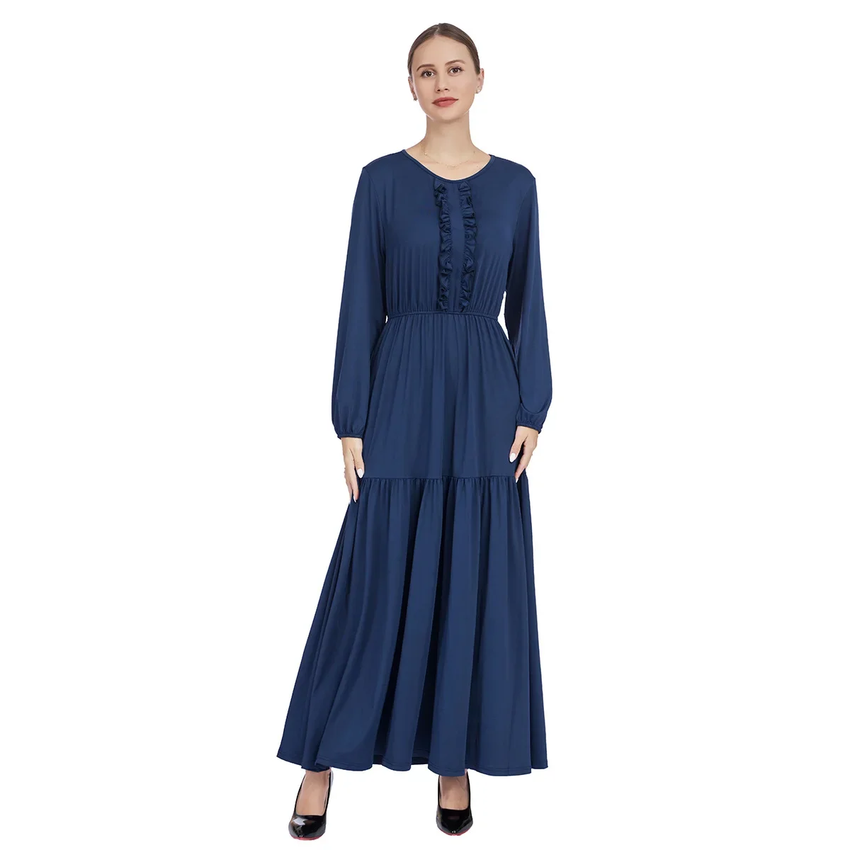 

Новая женская мусульманская джеллаба/абайя/кафтан для молитв, исламская одежда с длинным рукавом, дубайский халат, платье для Рамадана, женская джалабия