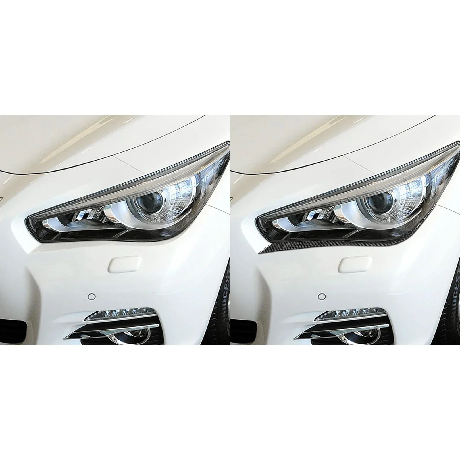 For Infiniti Q50 2014——2020 Real Carbon Fiber Car Front Lamp Bottom Strip Headlight Cover Trim Interior Decorative Accessories