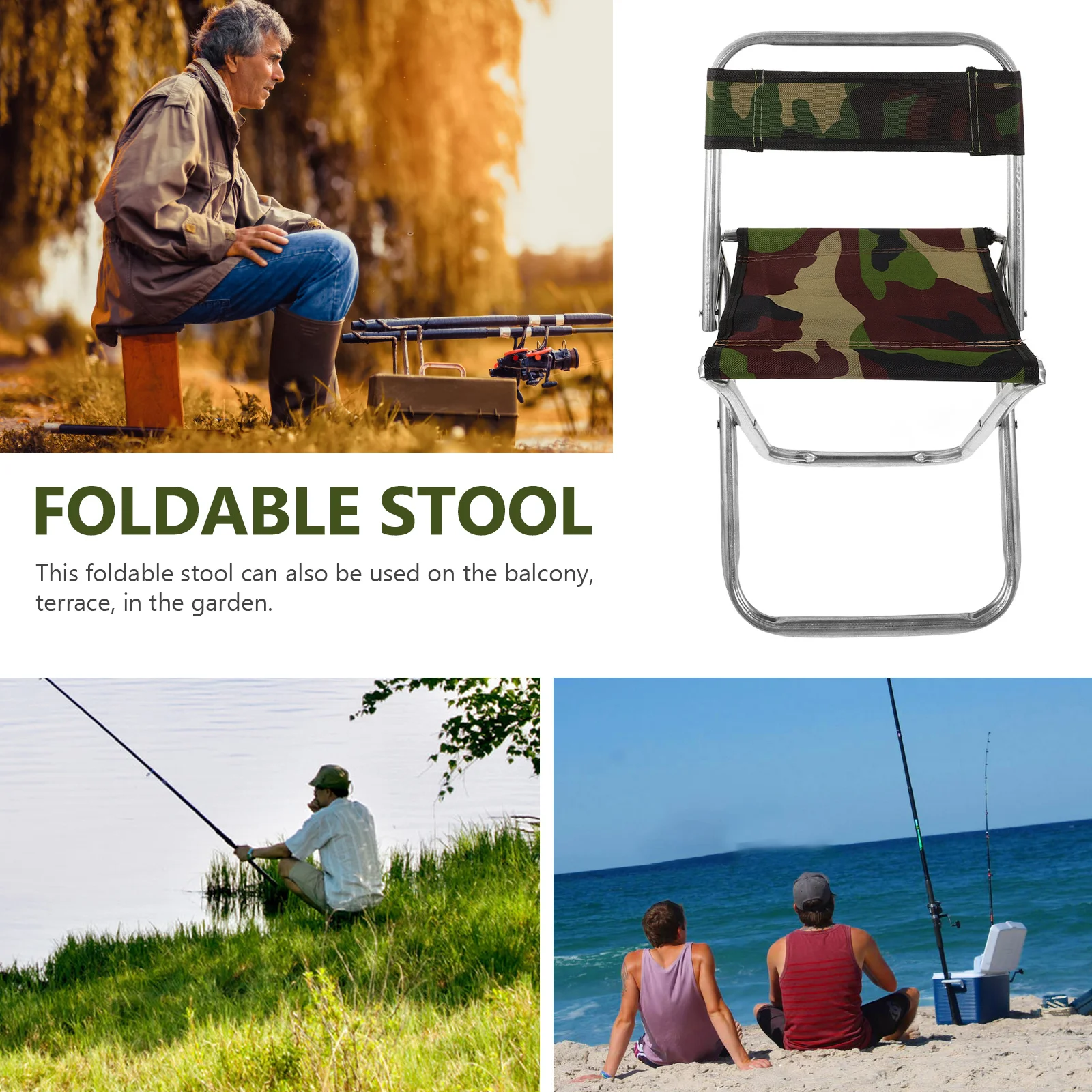 

Portable Folding Chair Large Size Camouflage Outdoor Fishing Camping Seat Lightweight Foldable Stool Easy Carry