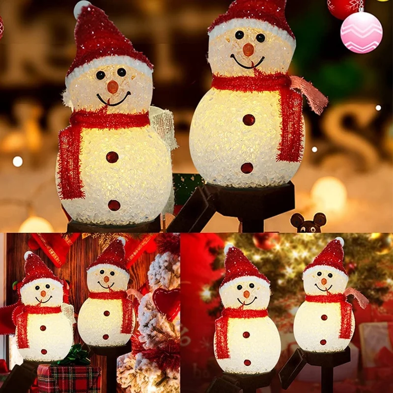 

A98E-Snowman Solar Lights Christmas Solar Powered LED Snowman Light Decor Outdoor Garden Stake Lamps Xmas