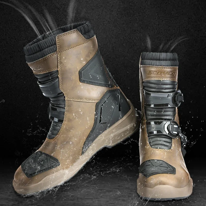 

Wear-resistant Men's Biker Boots Anti-slip Motorcycle Boots Anti-fall Motocross Boots Waterproof Motorcycle Protection Equipment