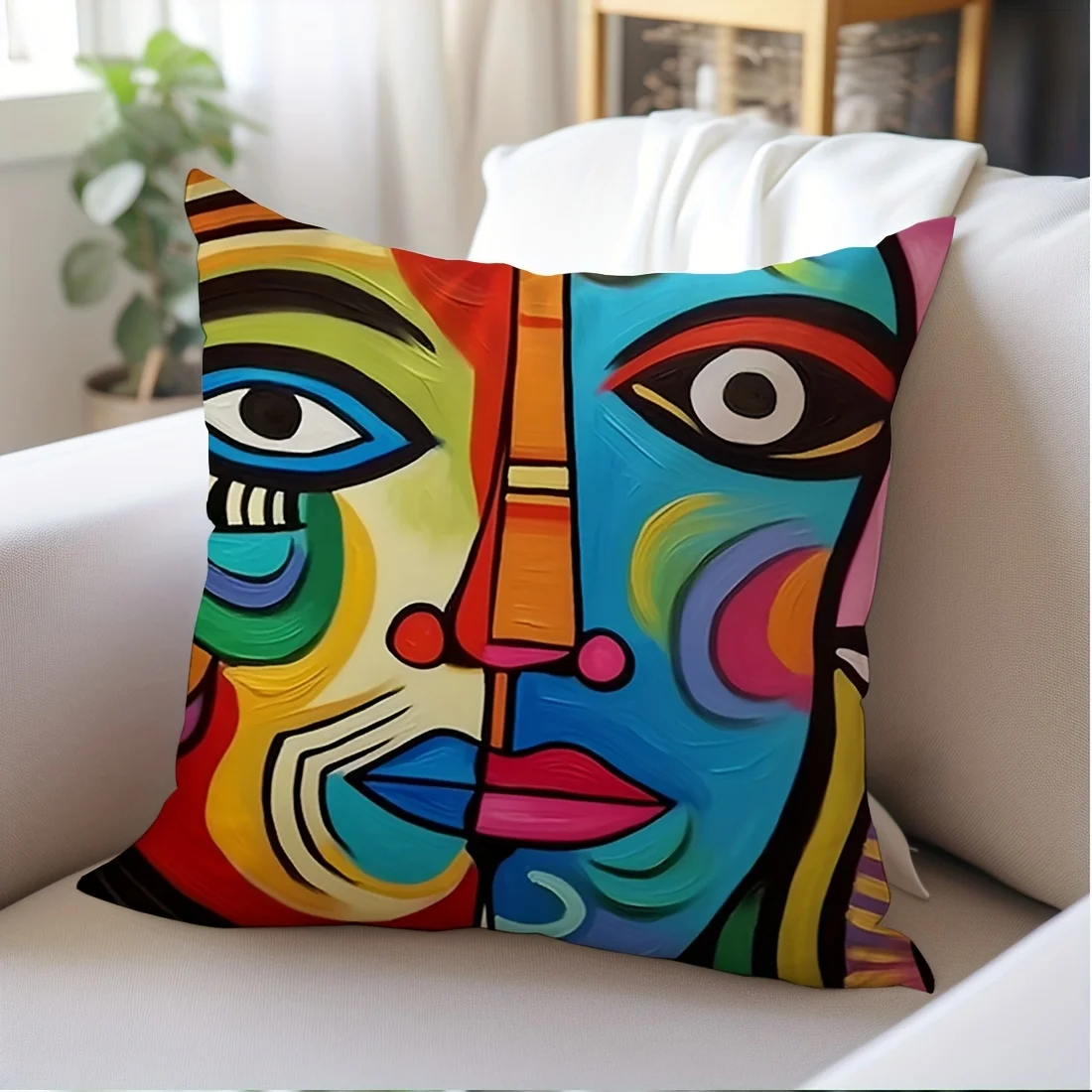 

Abstract Art Velvet Pillow Cover Contemporary Style Colorful Double Sided Cushion Cover Decor Elegant Luxury Home Decor Sofa