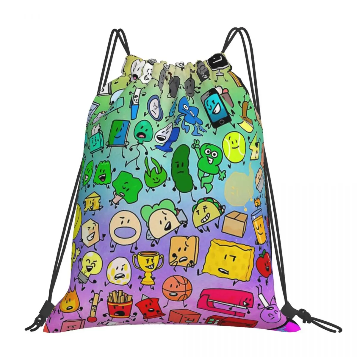 

BFDI Inanimate Insanity All Characters (Rainbow) Backpacks Drawstring Bags Drawstring Bundle Pocket Sundries Bag Book Bags