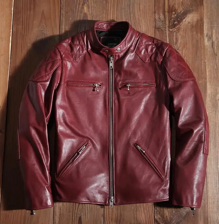 LNY!Wholesales.Rider wear.100% natural leather.Soft tanned sheepskin leather jacket.Men cool moto leather coat.fashion outdoor