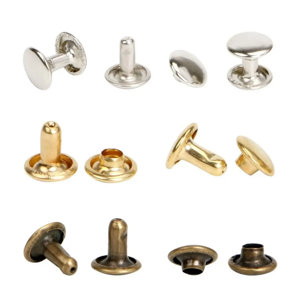 100Sets Leather Collar Decor Rivet Stud Double Cap Clothes Accessory Spot Nail 6/8/10mm Screw Leather Bag Stud