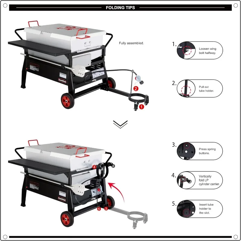 CFB2001 150 QT Crawfish Boiler, Outdoor Double Sack Propane Gas Cooker with Folding Cylinder Mounting Bracket and Stirring image 4