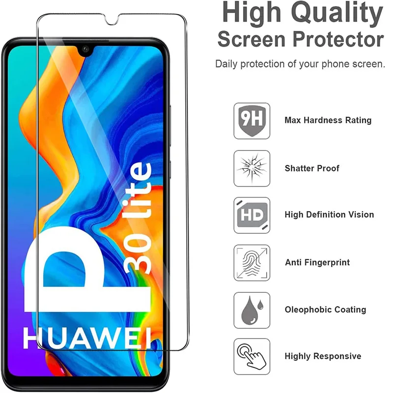 3Pcs Tempered Glass For Huawei P30 Lite P40 Lite P20 Pro P20 Screen Protector For Huawei Mate 20 Lite 30 Lite P Smart Z S 2019