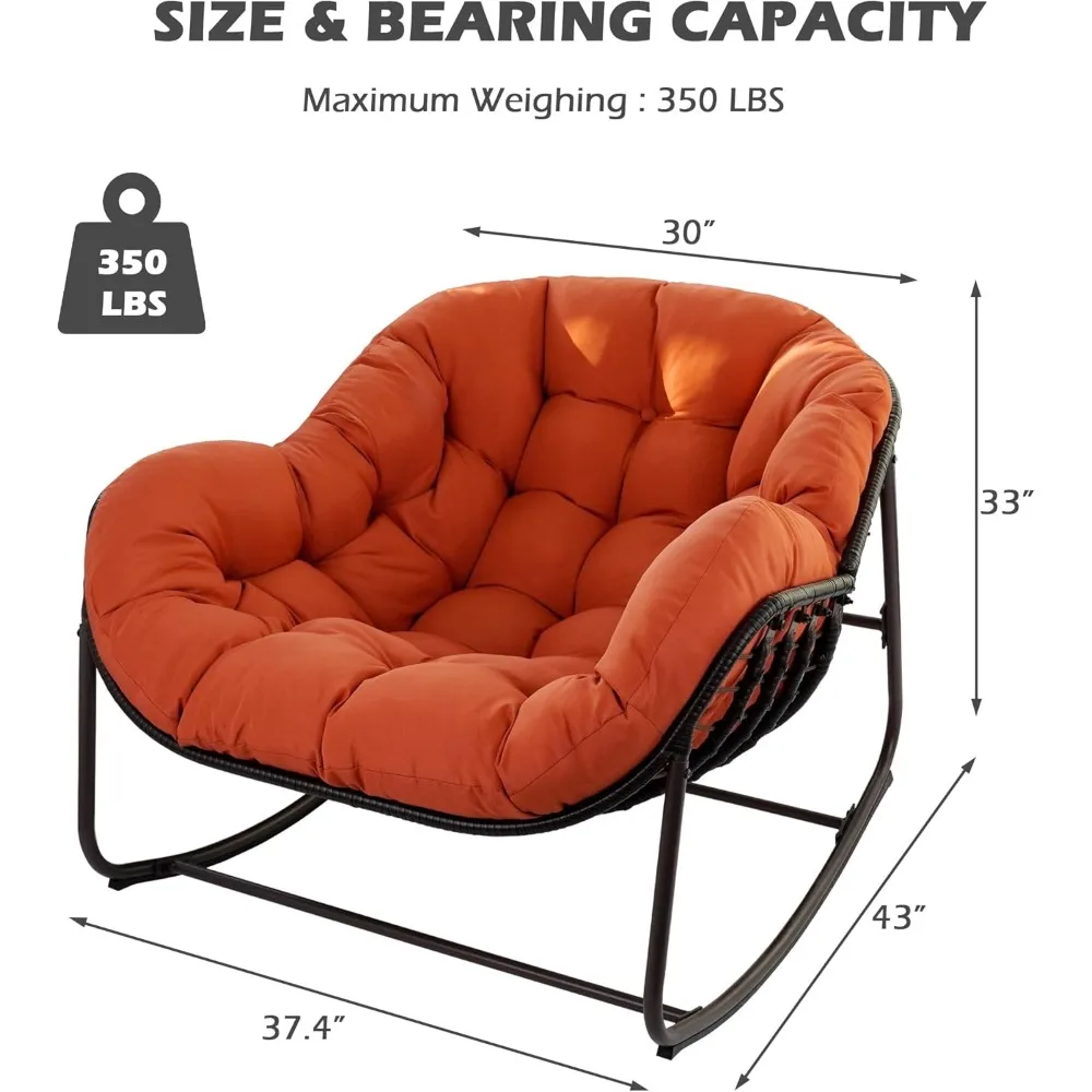 كرسي باباسان هزاز، كرسي باباسان كبير الحجم مع وسادة وإطار للداخلية والخارجية، كرسي هزاز على شكل بيضة للمقعد العميق #2